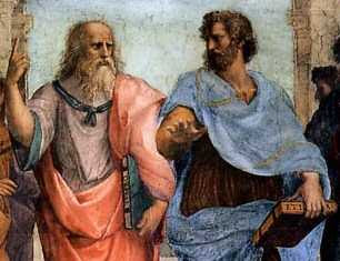 Das Umherwandeln (περιπατεῖν) stiftet den Namen der Aristotelischen Philosophieschule in Athen - hier auf Raffael da Urbinos "Die Schule von Athen"; Quelle